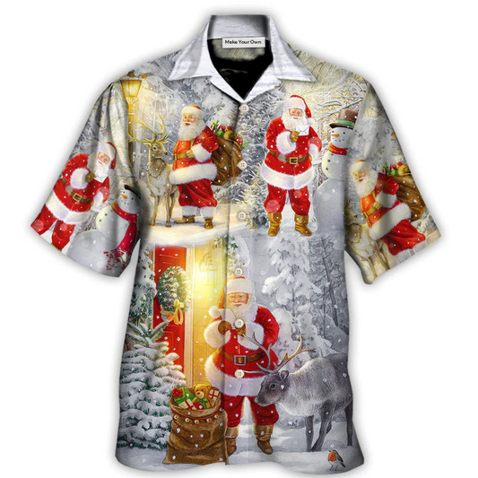 Christmas Santa Light Hawaiian Shirt Pattern Detail For Summer Travel