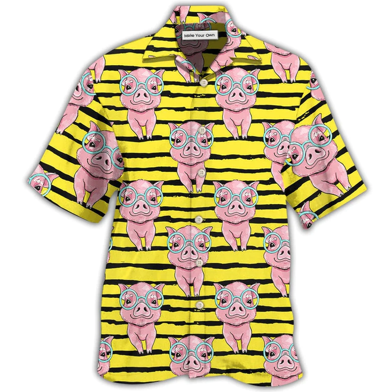 Playful Cartoon Pig Hawaiian Shirt For Beach Days Resort Trips And Relaxed Everyday Style