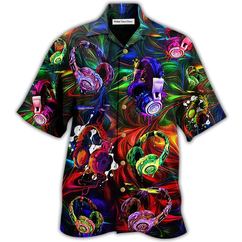 Headphone Amazing Hawaiian Shirt Design Detail For Sunny Adventures And Casual Wear