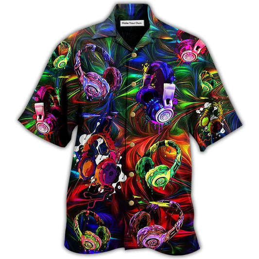 Headphone Amazing Hawaiian Shirt Design Detail For Sunny Adventures And Casual Wear