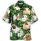 Green Tropical Pig Guinea Leaf Hawaiian Shirt Pattern Detail For Vacation Travel And Daily Wear