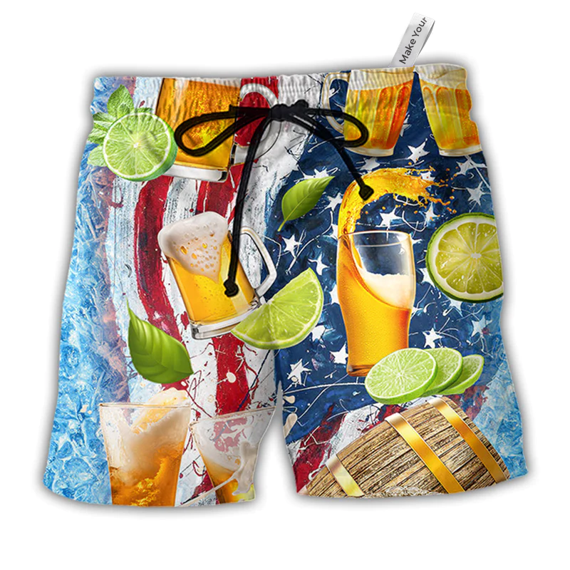 Independence Day Beer Beach Shorts For Casual Day Trips And Weekend Casual Style