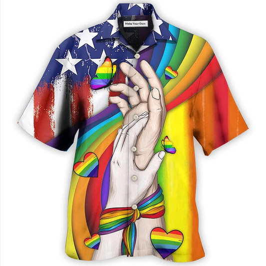 Rainbow Pride Hand Hawaiian Shirt For Poolside Relaxation And Sunny Getaways