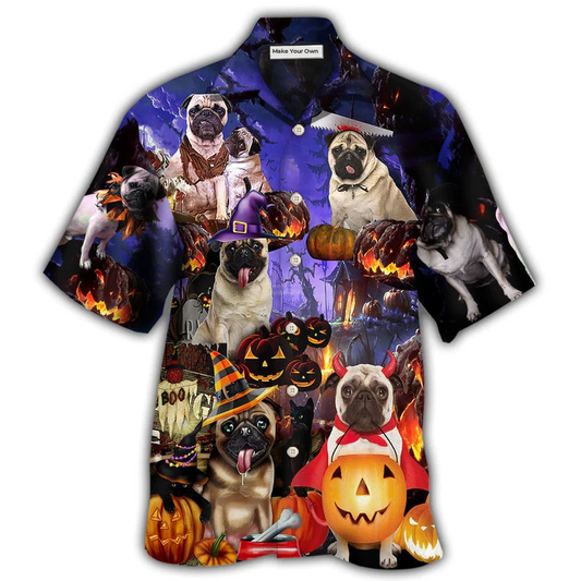 Halloween Pug Witch Hawaiian Shirt For Beach Parties And Weekend Getaways