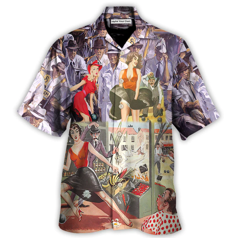 Coastal Lawn Bowling Activity Hawaiian Shirt Button Front Artwork For Tropical Vacations