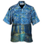 Cat Starry Night Hawaiian Shirt Artwork Detail For Resort Trips And Outdoor Activities
