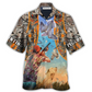 Orange Hunting Pigeon Hawaiian Shirt Pattern View For Relaxed Warm Weather Outfits