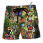 Hippie Mushroom Peace Colorful Beach Shorts For Tropical Holidays And Weekend Casual Style