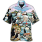 Blue Penguin Animals Penguins Coast Sky Hawaiian Shirt Pattern View For Relaxed Warm Weather Outfits