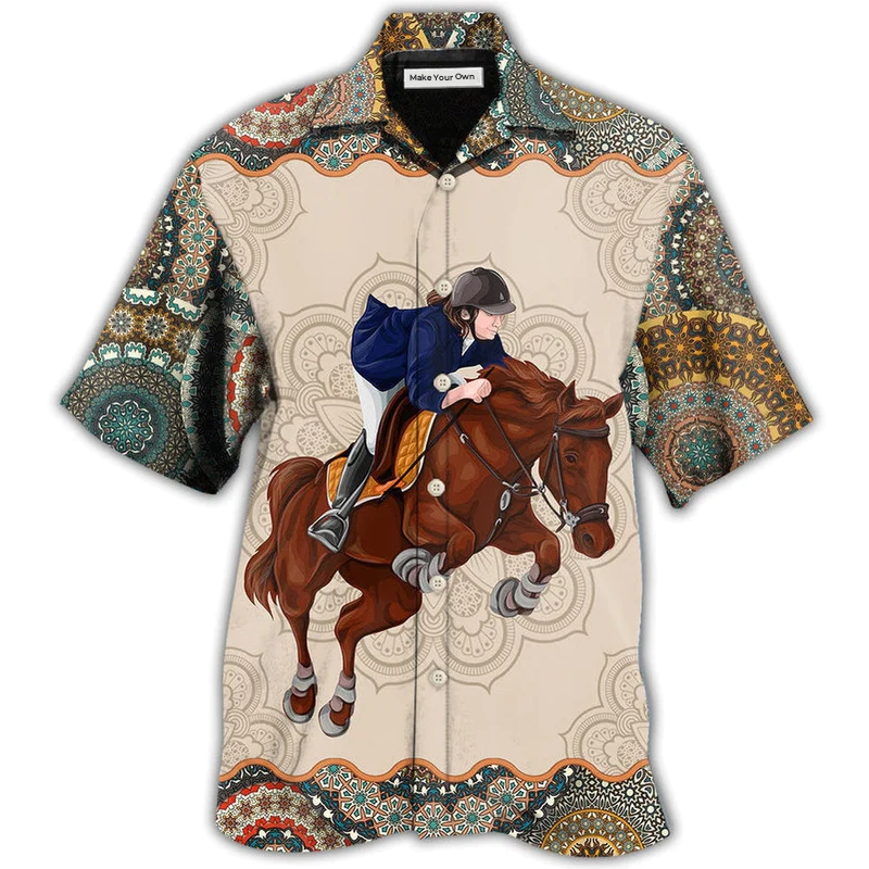 Horse Horseback Riding Hawaiian Shirt Design Detail For Sunny Adventures And Casual Wear