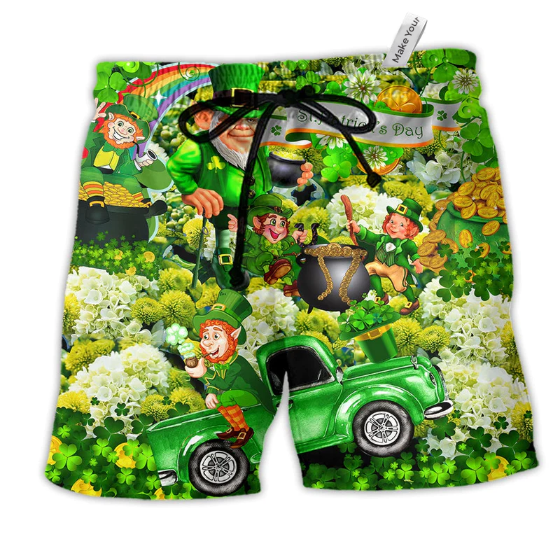Irish Wish You A Happy Saint Patrick's Day Green Beach Shorts For Resort Trips And Warm Weather Style