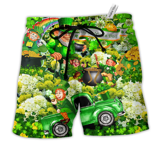 Irish Wish You A Happy Saint Patrick's Day Green Beach Shorts For Resort Trips And Warm Weather Style