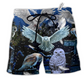 Owl Sing At Silent Night Hawaiian Print Beach Shorts For Animal Lover Vacation Wear