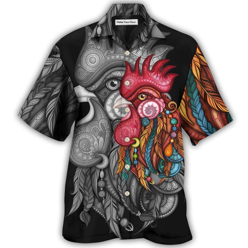 Black Chicken Rooster Hawaiian Shirt For Warm Weather Adventures And Everyday Comfort