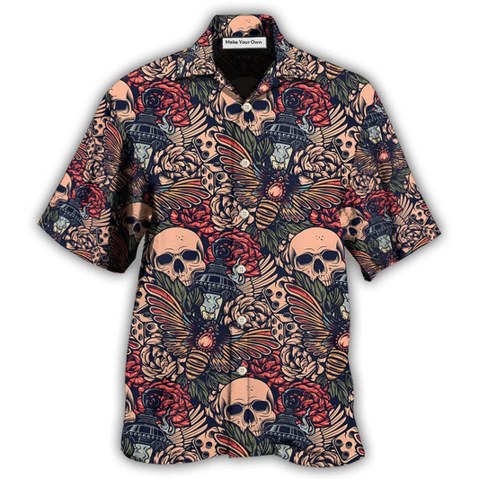 Skull Tattoo Amazing Christmas Fantastic Hawaiian Shirt Artwork View For Coastal Escapes And Resort Style