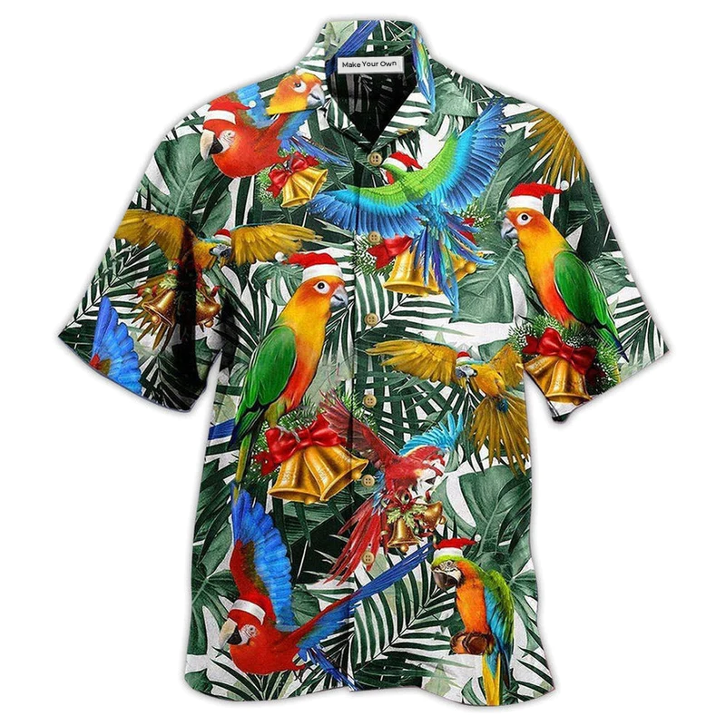 Parrot Christmas Hawaiian Shirt For Summer Vacation And Beach Travel