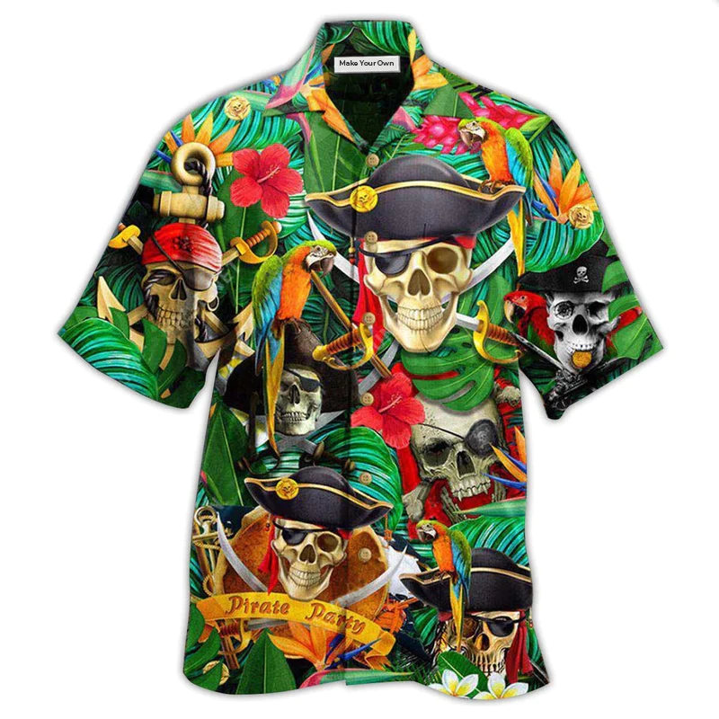 Skull Nautical Pirate Pirates Ledgends Hawaiian Shirt For Resort Getaways And Comfortable Summer Activities