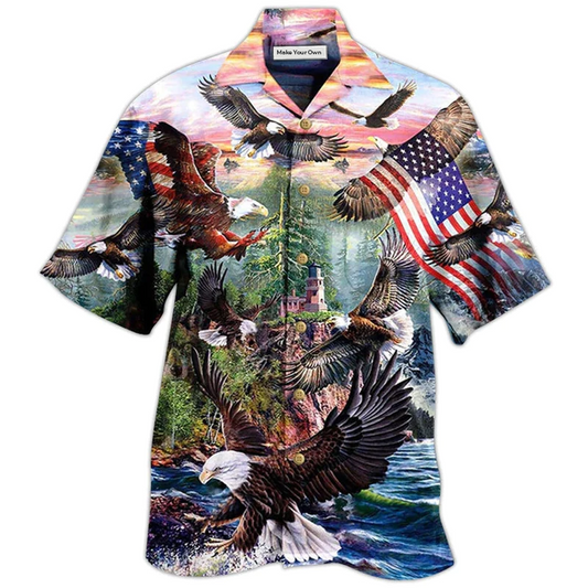 Patriotic Eagle Hawaiian Shirt For Island Holidays Summer Parties And Casual Outdoor Wear