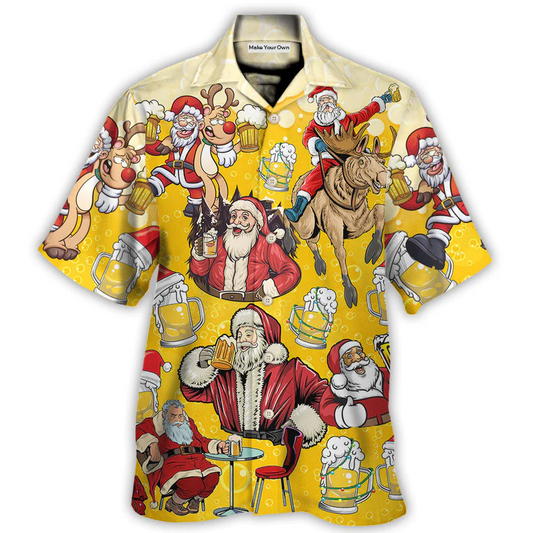 Festive Santa Christmas Hawaiian Shirt Summer Design Detail For Thoughtful Gifting