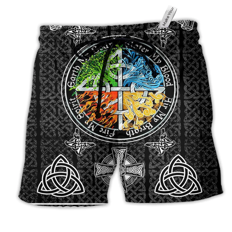 Viking Sign My Blood Hawaiian Print Beach Shorts For Coastal Trips And Outdoor Wear