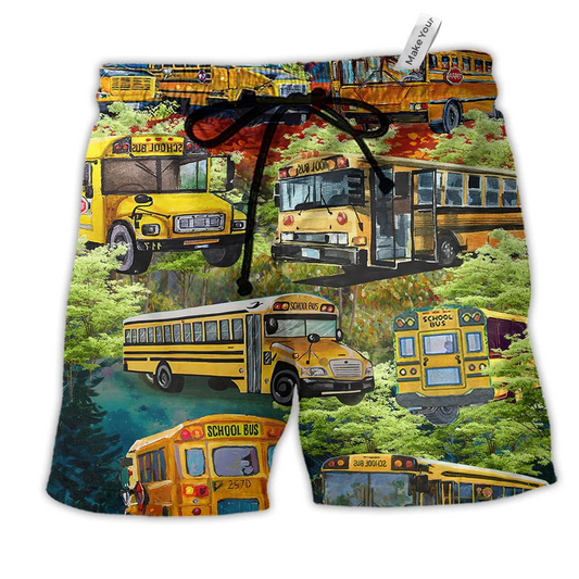 Bus Stop Talking Just Say 10 4 School Bus Driver Beach Shorts For Road Trips And Summer Travel