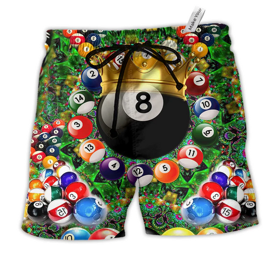 Billiard Warning Pool Shark On Duty Billiard Beach Shorts For Ocean Lover Vacation Wear