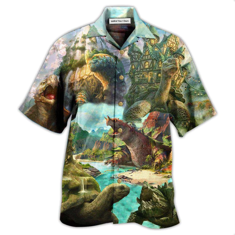 Dreamy Turtle Giant Hawaiian Shirt For Vacation Days And Relaxed Coastal Outings