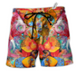 Hippie Elephant Amazing Color Hawaiian Print Beach Shorts For Wildlife Inspired Summer Style