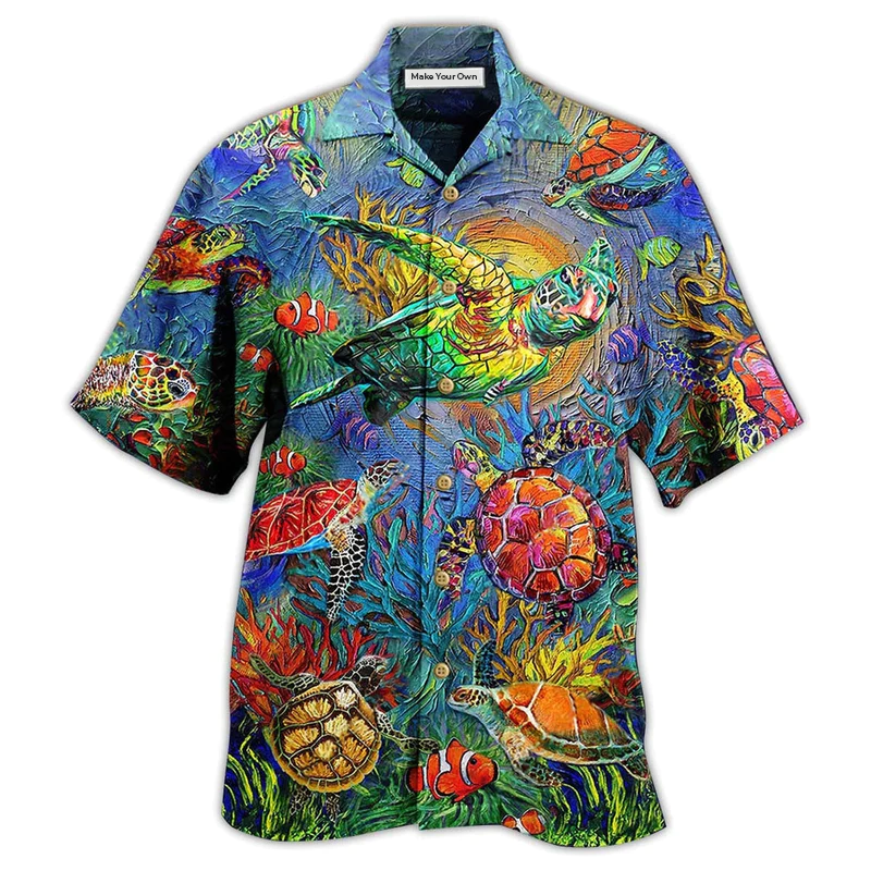 Turtle Turtley Awesome Day Hawaiian Shirt Design Detail For Sunny Adventures And Casual Wear