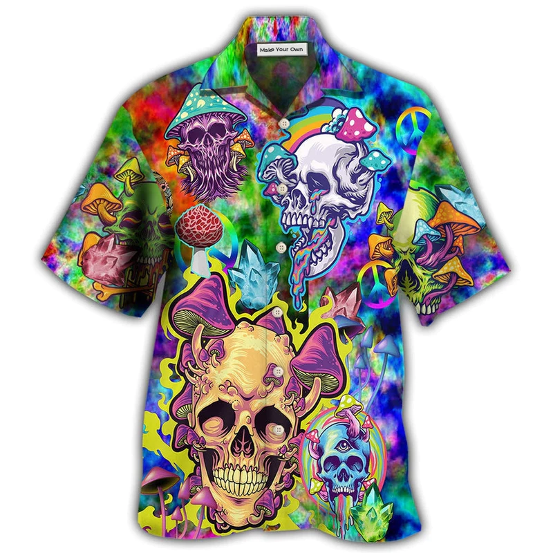 Skull And Mushroom Hawaiian Shirt For Tropical Escapes Resort Wear And Outdoor Celebrations