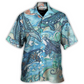 Shark Jumping Ocean Stained Glass Hawaiian Shirt Pattern Detail For Summer Holidays And Outdoor Fun