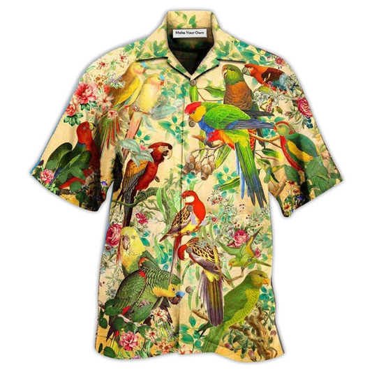 Vintage Parrot Interesting Hawaiian Shirt For Summer Events And Casual Outdoor Wear