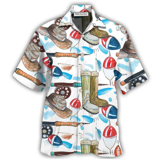Fishing Hawaiian Shirt Pattern Detail For Summer Holidays And Outdoor Fun