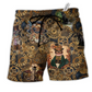 Cat Love Machine Old Style Hawaiian Print Beach Shorts For Beach Days And Casual Travel