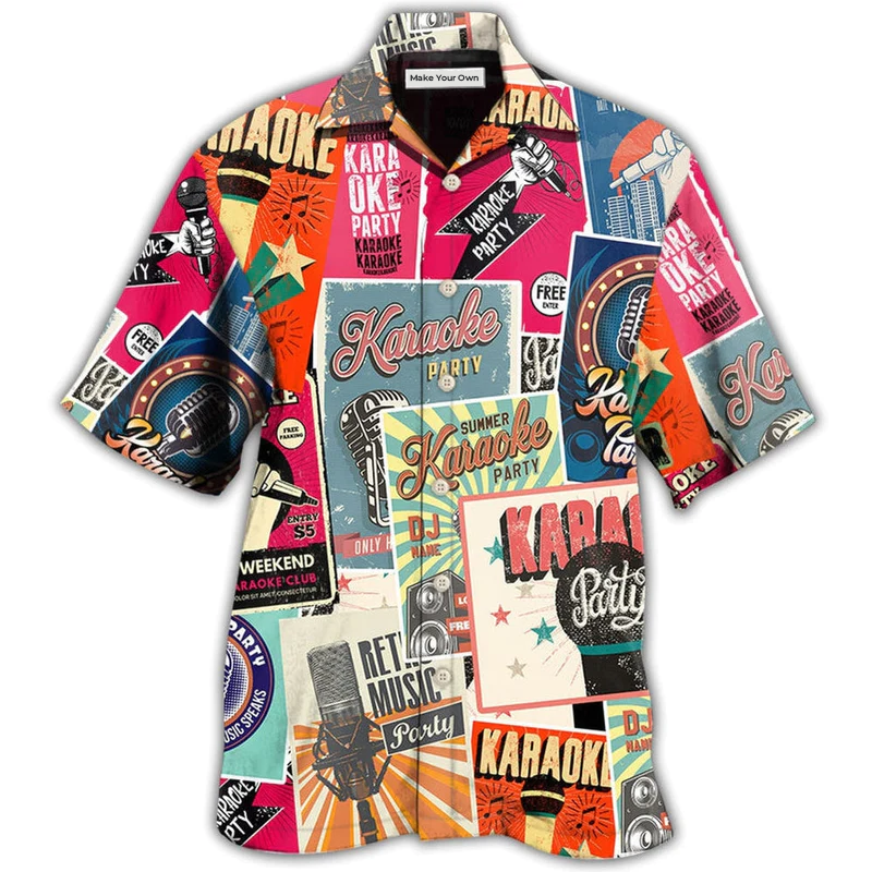 Summer Karaoke Hawaiian Shirt For Vacation Parties Beach Outings And Relaxed Daily Wear