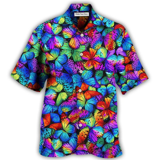 Butterfly Multi Bright Butterflies Hawaiian Shirt Design View For Resort Travel And Thoughtful Gifting
