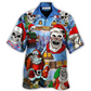 Christmas Santa Town Hawaiian Shirt Detailed Pattern View For Summer Travel