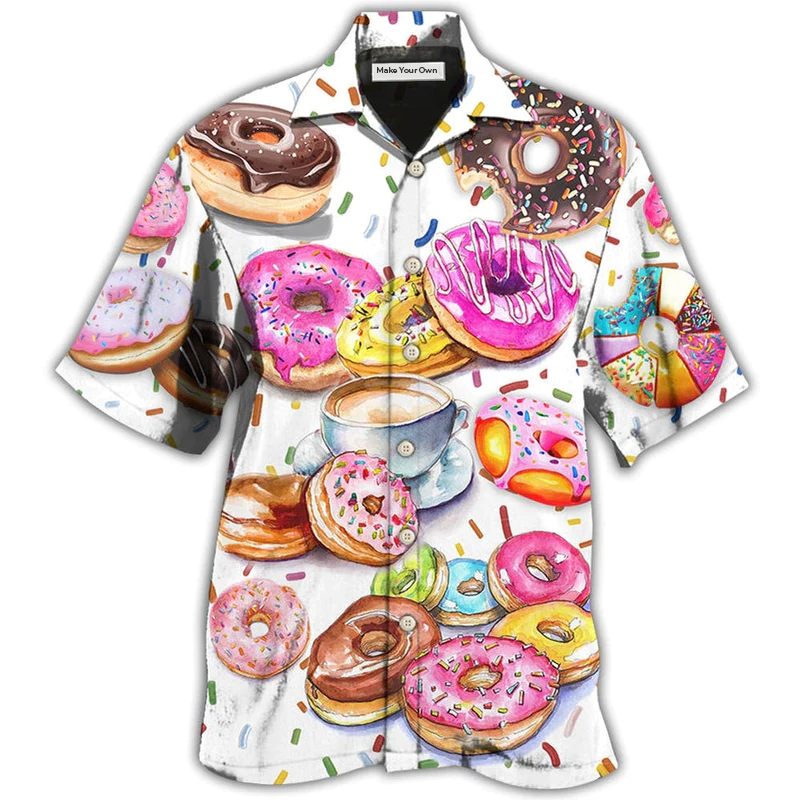 Colorful Donut Hawaiian Shirt For Island Trips Summer Gatherings And Comfortable Daily Wear