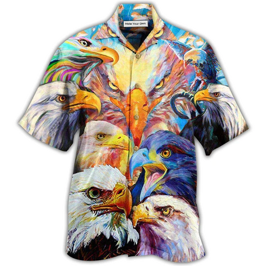 Colorful Eagle Hawaiian Shirt For Tropical Parties Vacation Travel And Casual Summer Style