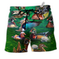 Duck All You Need Is Love Hawaiian Print Beach Shorts For Relaxed Warm Weather Wear