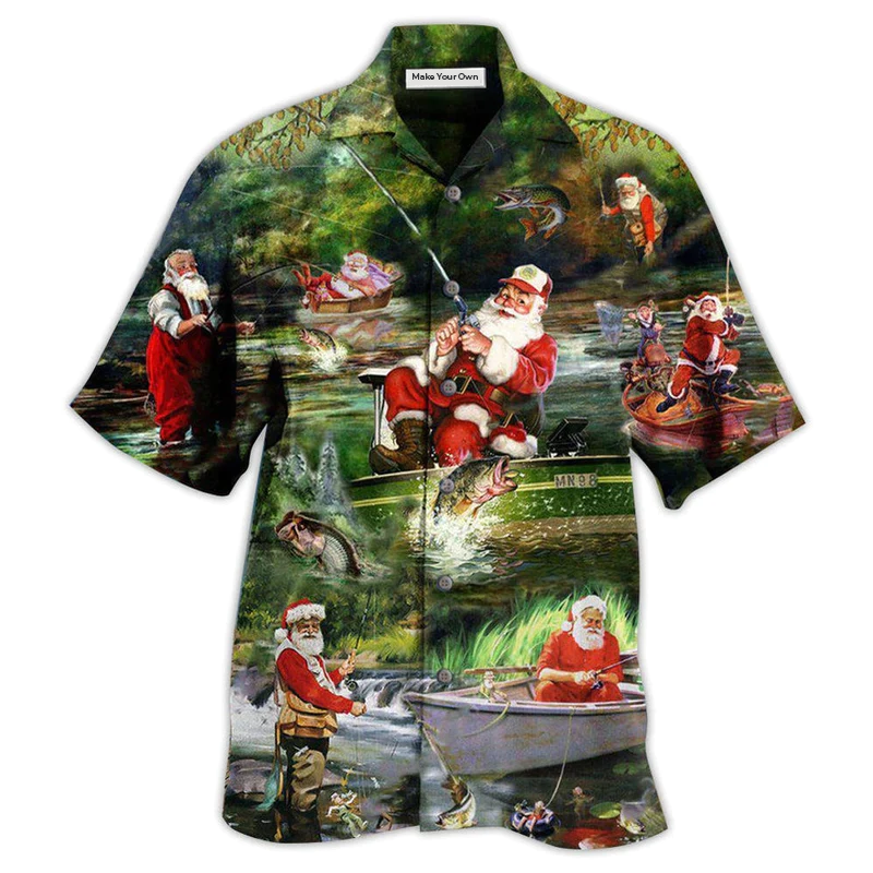 Happy Fishing Christmas Fishmasand New Reel Hawaiian Shirt Design View For Resort Travel And Thoughtful Gifting