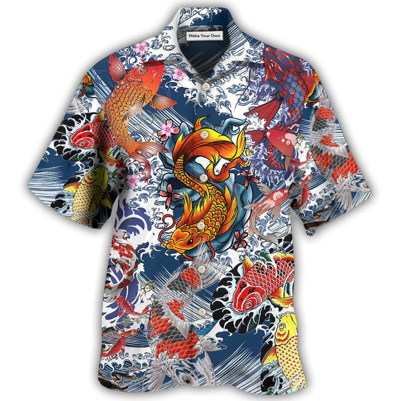 Fish Amazing Koi Sea Hawaiian Shirt Artwork Detail For Resort Trips And Outdoor Activities