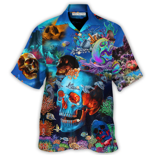 Ocean Skull Hawaiian Shirt For Island Trips Summer Gatherings And Comfortable Daily Wear
