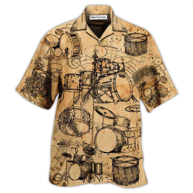 Drum Drums Hawaiian Shirt For Summer Vacation And Beach Travel