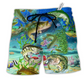 Fishing Real Men Do Fishing Blue And Green Beach Shorts For Sports Fan Vacation Wear