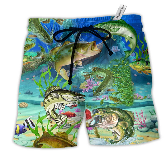 Fishing Real Men Do Fishing Blue And Green Beach Shorts For Sports Fan Vacation Wear