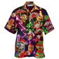 Funny Neon Christmas Tree Elf Gingerbread Light Hawaiian Shirt Pattern Detail For Vacation Travel And Daily Wear