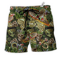 Skull Love Green Cactus Style Hawaiian Print Beach Shorts For Beach Days And Resort Travel