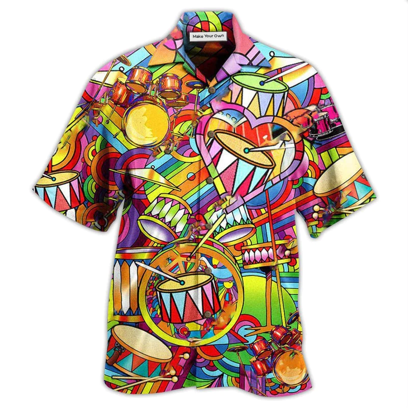 Drum Music Peace Drums Hawaiian Shirt For Resort Getaways And Comfortable Summer Activities
