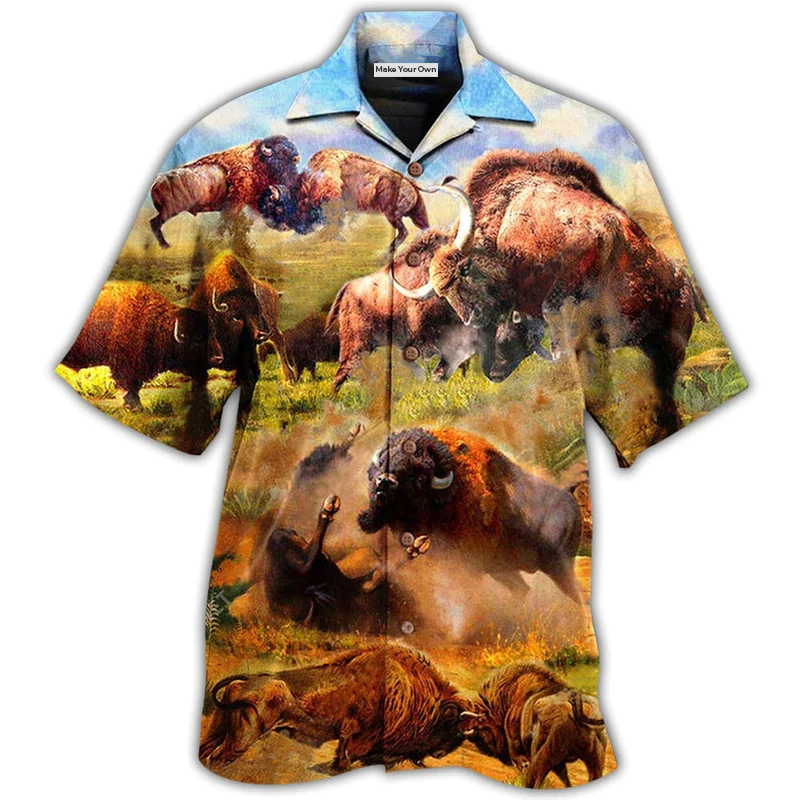Bison Hawaiian Shirt For Summer Travel Coastal Events And Thoughtful Gift Giving